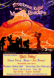 Poster Stoker Siding Hall Dance - Trombone Kellie & the Muddy Roaders