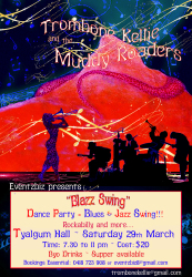Poster Tyalgum Hall Dance Party - Trombone Kellie & the Muddy Roaders